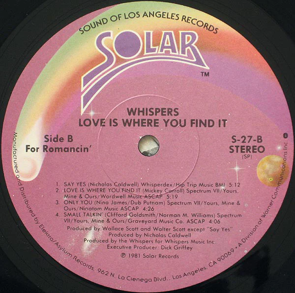 Whispers* - Love Is Where You Find It (LP, Album, SP ) (Very Good Plus (VG+)) - Image 5