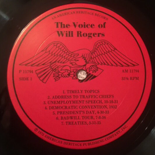 Will Rogers  - The Voice of Will Rogers (LP) NEW & SEALED - Image 3