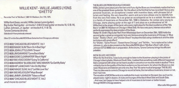 Willie Kent - Willie James Lyons - Ghetto (CD, Album, RE) (Very Good Plus (VG+)) - Image 4