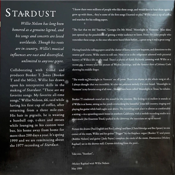 Willie Nelson - Stardust (2x12", Album, Ltd, RE, RM, 200) (Mint (M)) NEW & SEALED - Image 3