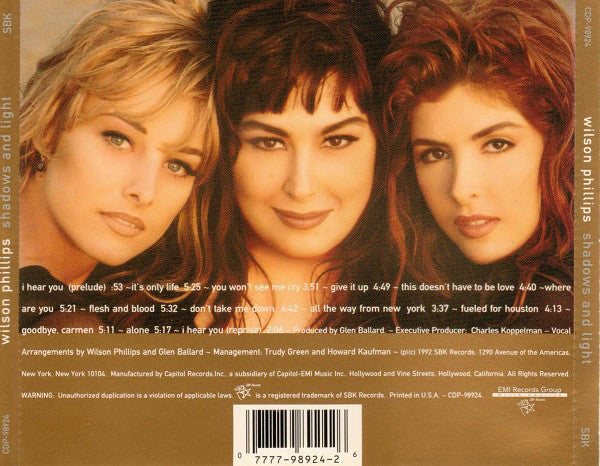 Wilson Phillips - Shadows And Light (CD, Album) (Near Mint (NM or M-)) - Image 3