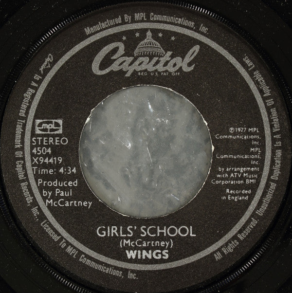 Wings - Mull Of Kintyre / Girls School (7", Single, Win) (Very Good (VG)) - Image 4
