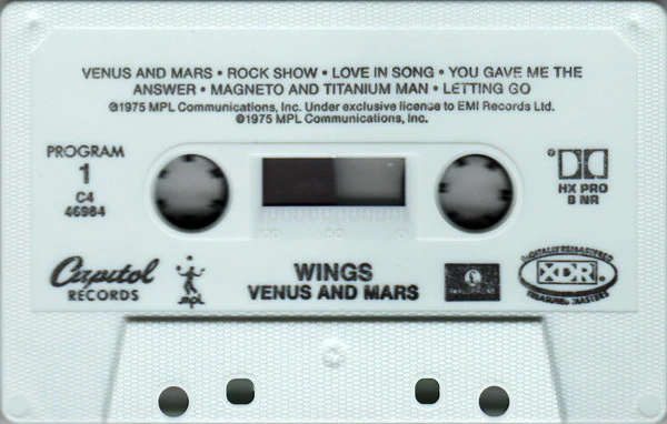Wings - Venus And Mars (Cass, Album, RE, RM, XDR) (Very Good Plus (VG+)) - Image 3