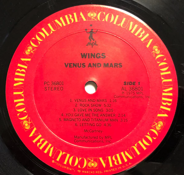 Wings - Venus And Mars (LP, Album, RE, Pit) (Near Mint (NM or M-)) - Image 2