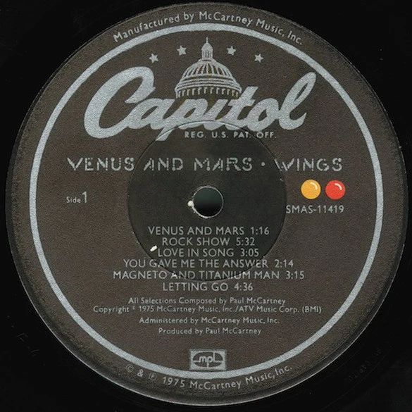 Wings  - Venus And Mars (LP, Album, Win) (Very Good Plus (VG+)) - Image 4