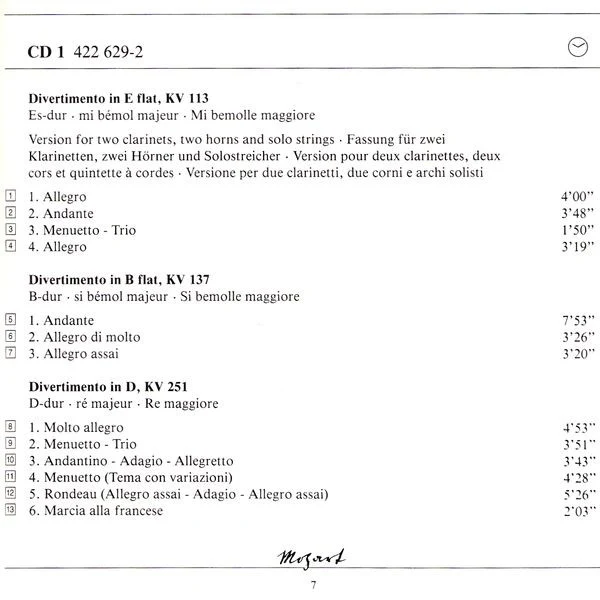 Wolfgang Amadeus Mozart - Divertimenti (Strings And Wind) (5xCD + Box, Comp, Sli) (Near Mint (NM or M-)) - Image 3