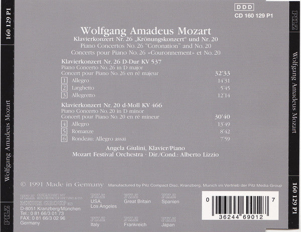 Wolfgang Amadeus Mozart - Klavierkonzerte Nr. 26 „Krönungskonzert“ Und Nr. 20 (CD) (Near Mint (NM or M-)) - Image 2