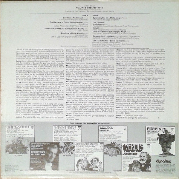 Wolfgang Amadeus Mozart / Leontyne Price / Van Cliburn / Placido Domingo / Ezio Pinza / Margaret Price / Eugene Ormandy, The Philadelphia Orchestra / Erich Leinsdorf, Boston Symphony Orchestra - Mozart's Greatest Hits (LP, Album, Comp) (Mint (M)) - Image 2