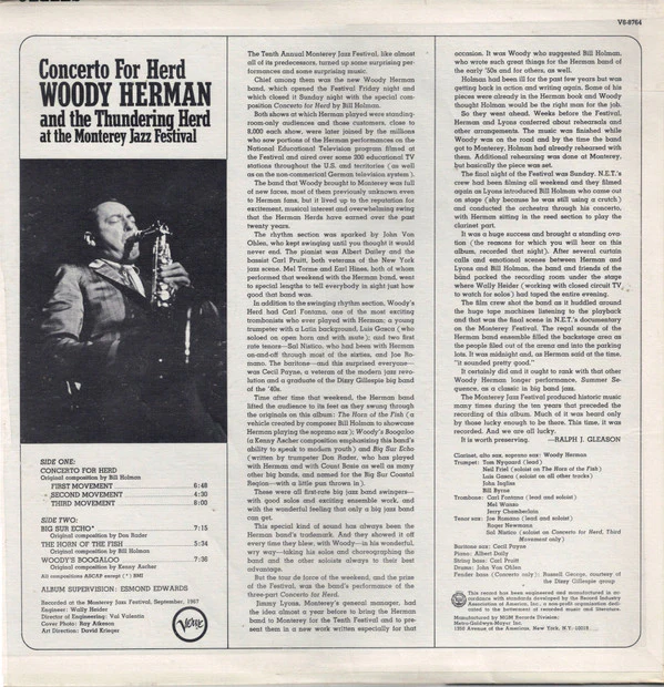 Woody Herman And The Thundering Herd - Concerto For Herd (LP, Album) (Very Good Plus (VG+)) - Image 2
