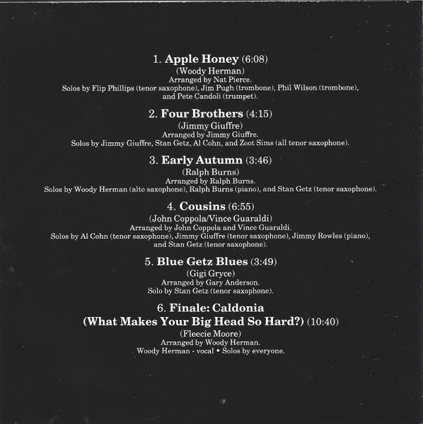 Woody Herman Featuring Stan Getz - Early Autumn (CD, Advance, RM) (Near Mint (NM or M-)) - Image 2