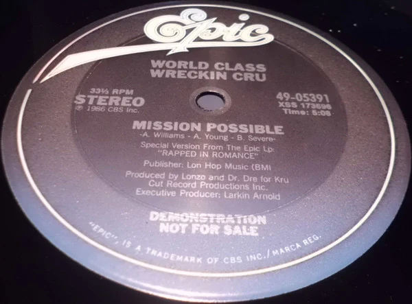 World Class Wreckin' Cru - Mission Possible / World Class Freak (12", MP, Promo) (Very Good Plus (VG+)) - Image 2