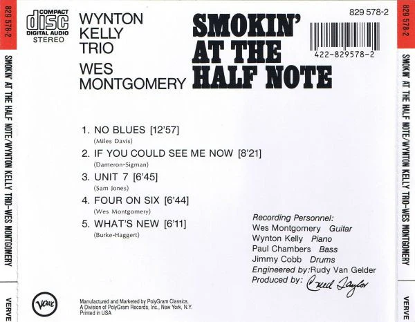 Wynton Kelly Trio - Wes Montgomery - Smokin' At The Half Note (CD, Album, RE, RM, PMD) (Very Good Plus (VG+)) - Image 2