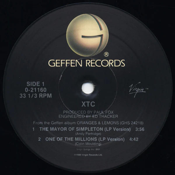 XTC - The Mayor Of Simpleton (12", Maxi) (Very Good Plus (VG+)) - Image 3