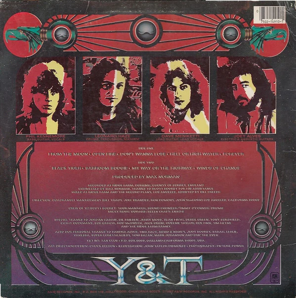 Y & T - Black Tiger (LP, Album) (Very Good (VG)) - Image 2