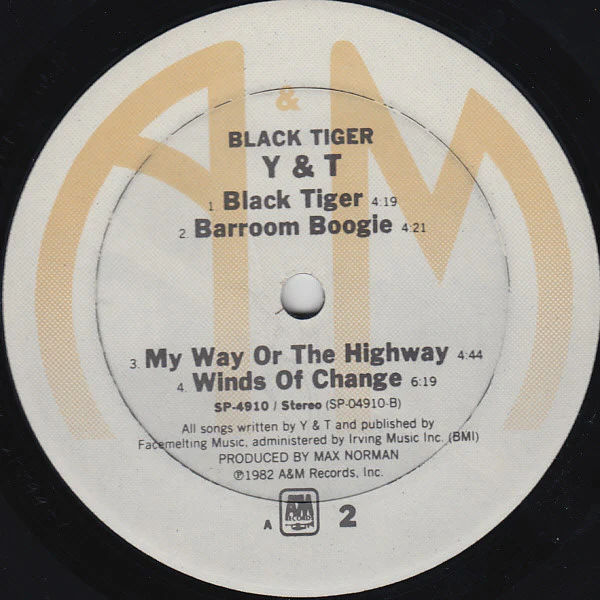 Y & T - Black Tiger (LP, Album) (Very Good (VG)) - Image 4