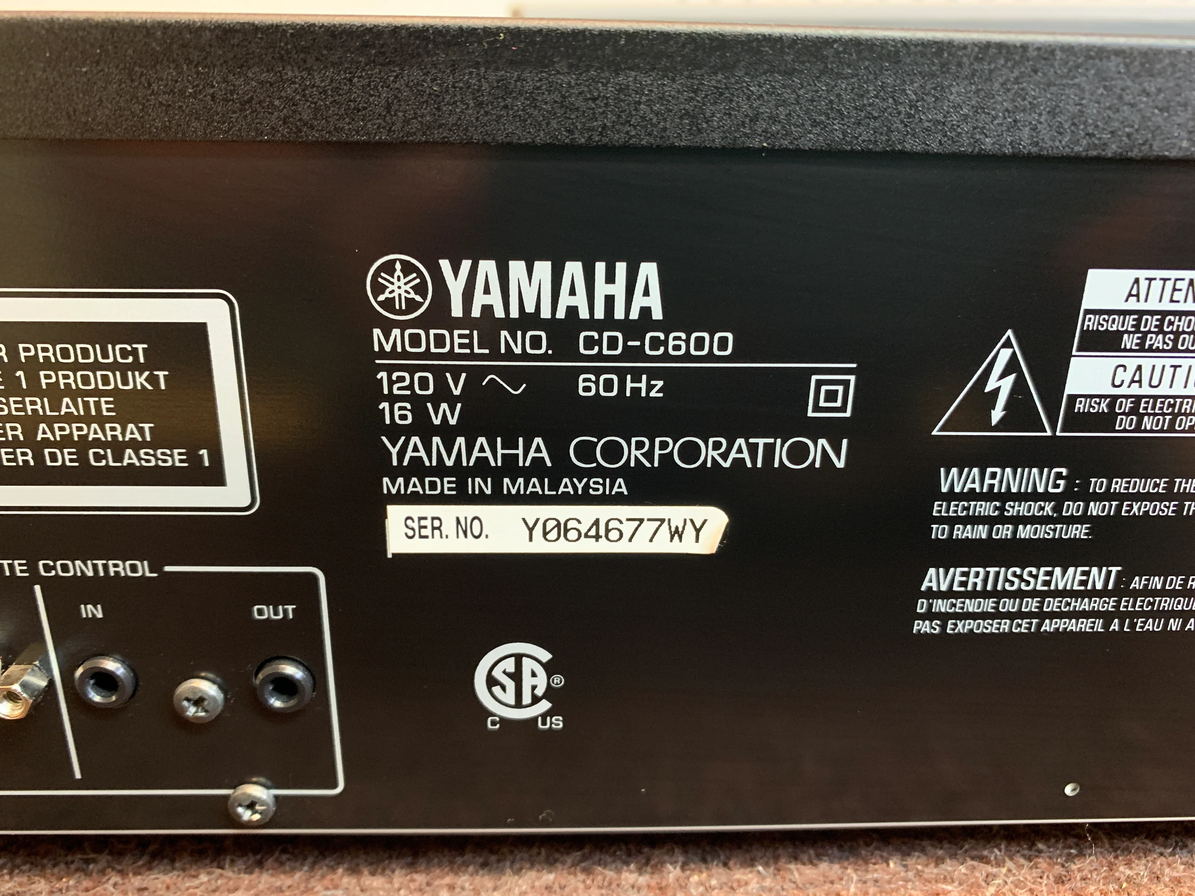 Yamaha CD-C600 CD Carousel * 5 Discs * Remote - Image 13