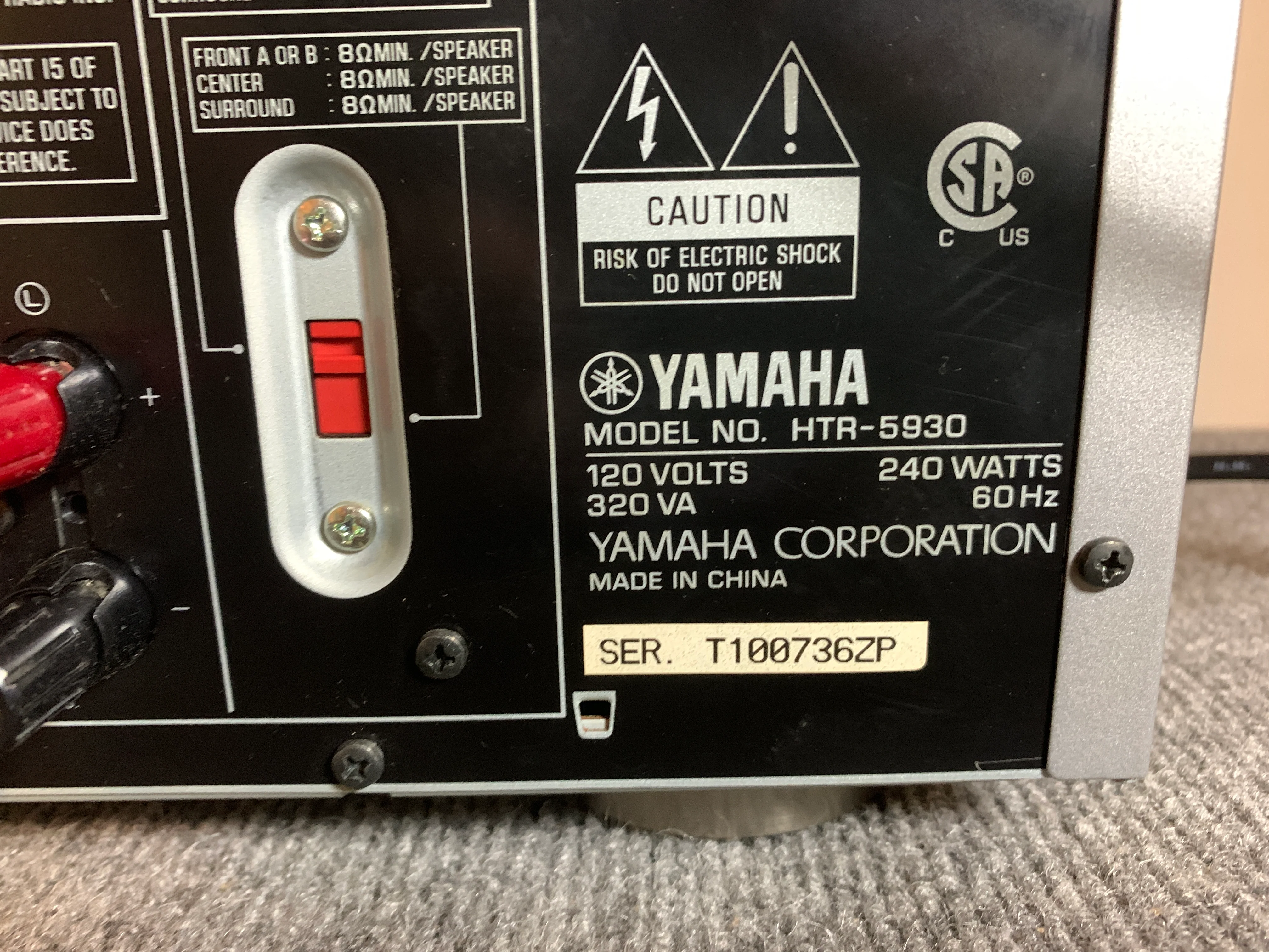 Yamaha HTR-5930 Stereo Receiver - Image 15