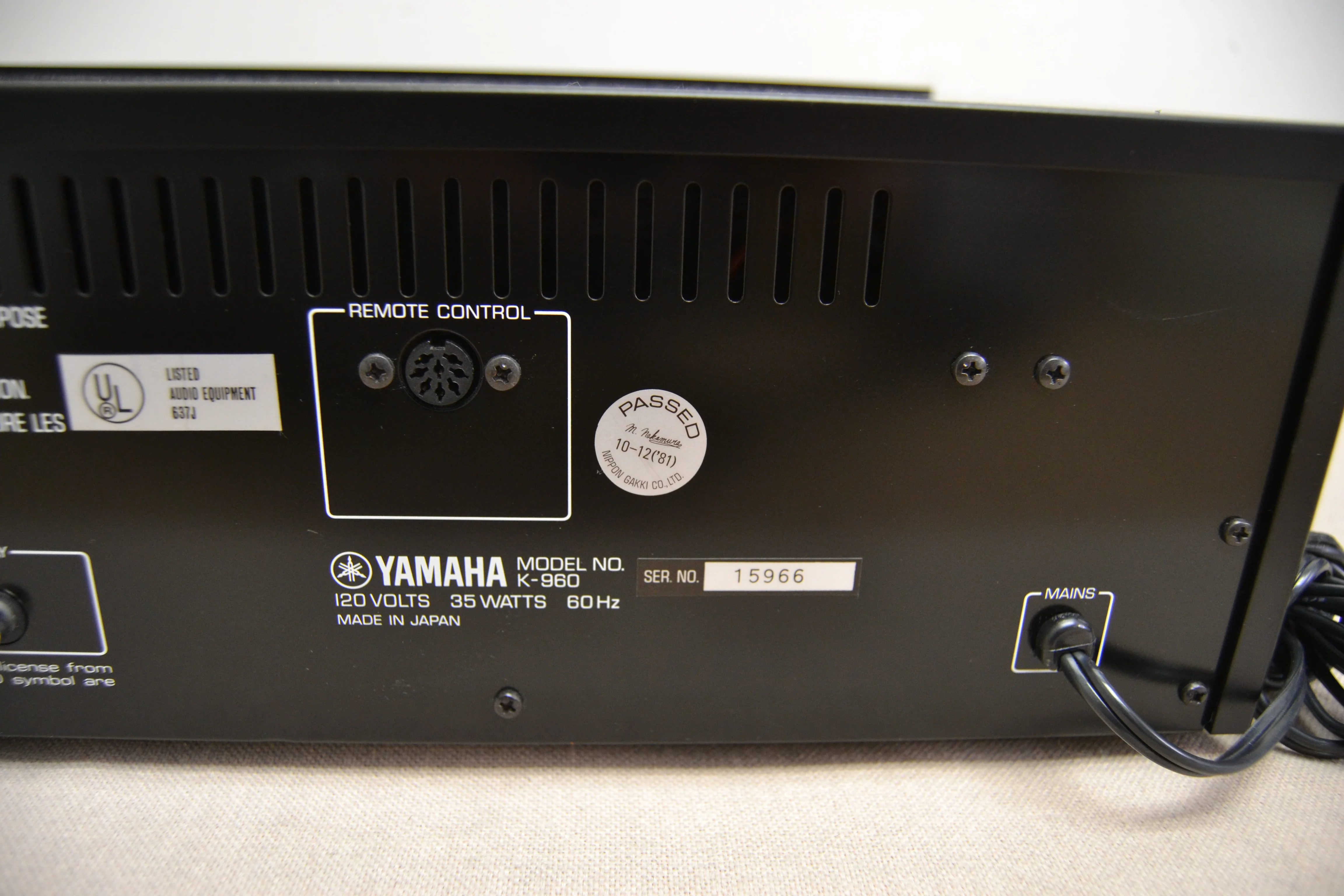 Yamaha K-960 Stereo Cassette Deck (1981-83) * Fully Serviced * New Belts - Image 9