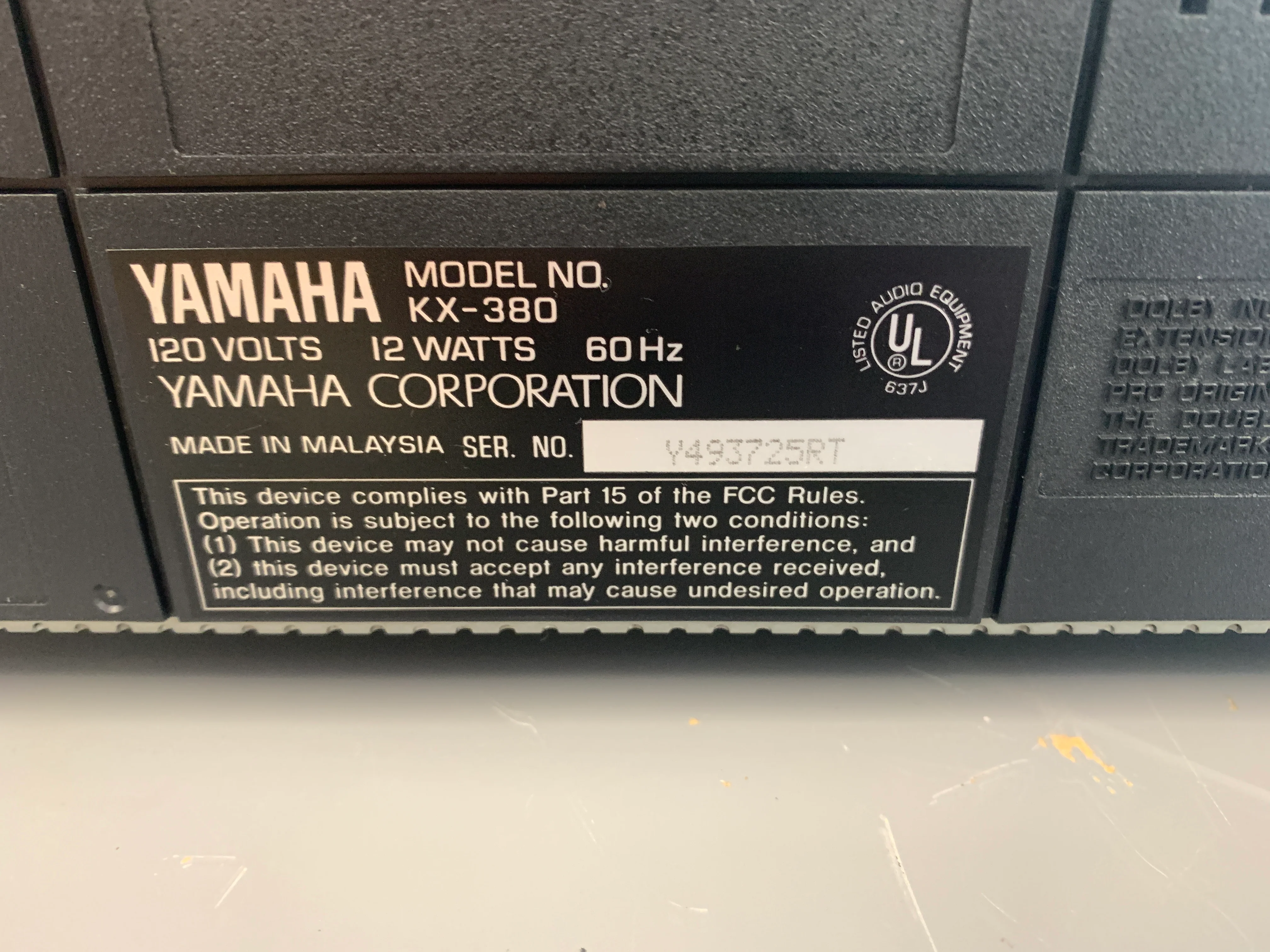Yamaha KX-380 Stereo Cassette Deck - Image 16