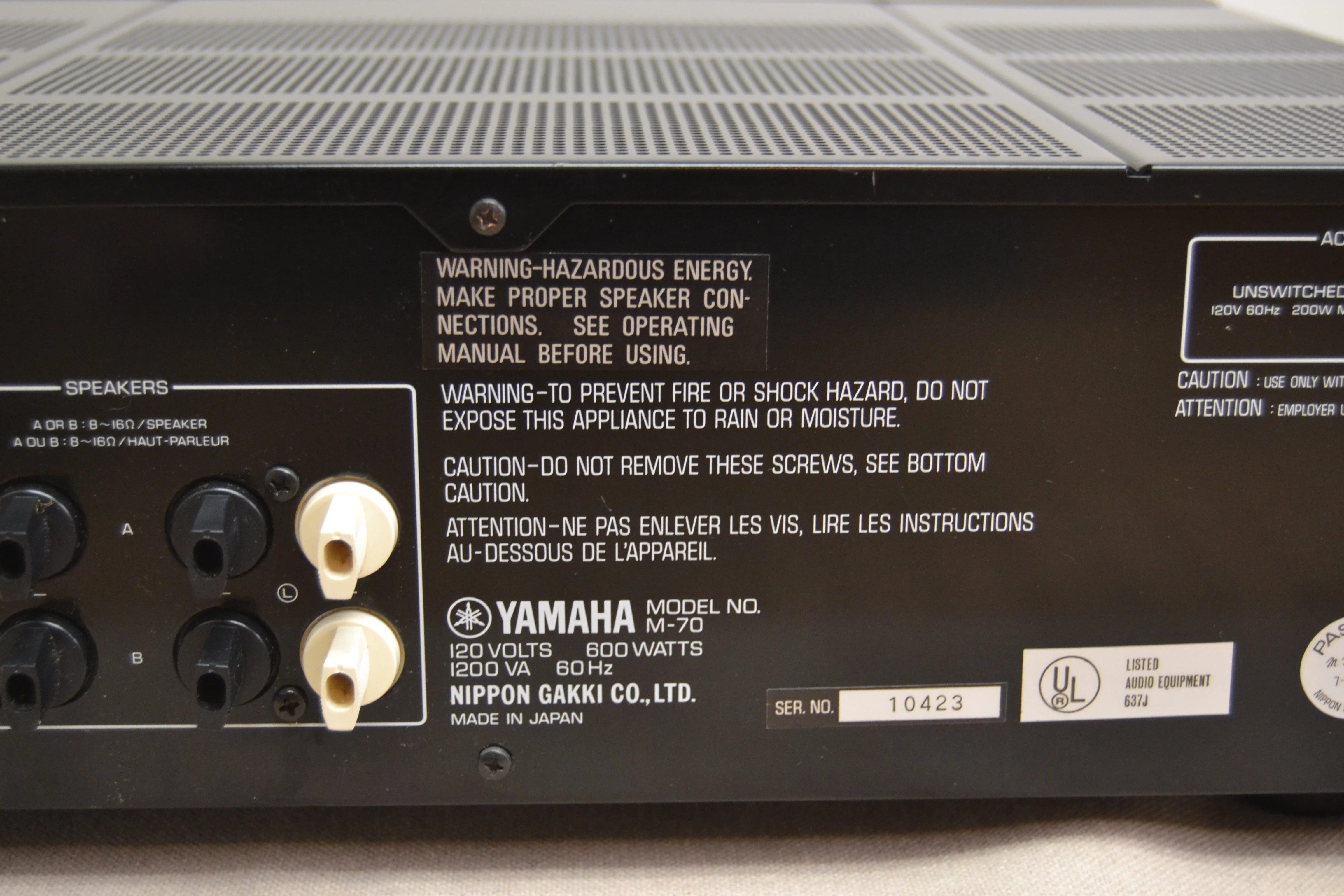 Yamaha M-70 Natural Sound Power Amplifier * 200W RMS * 1982 - Image 11