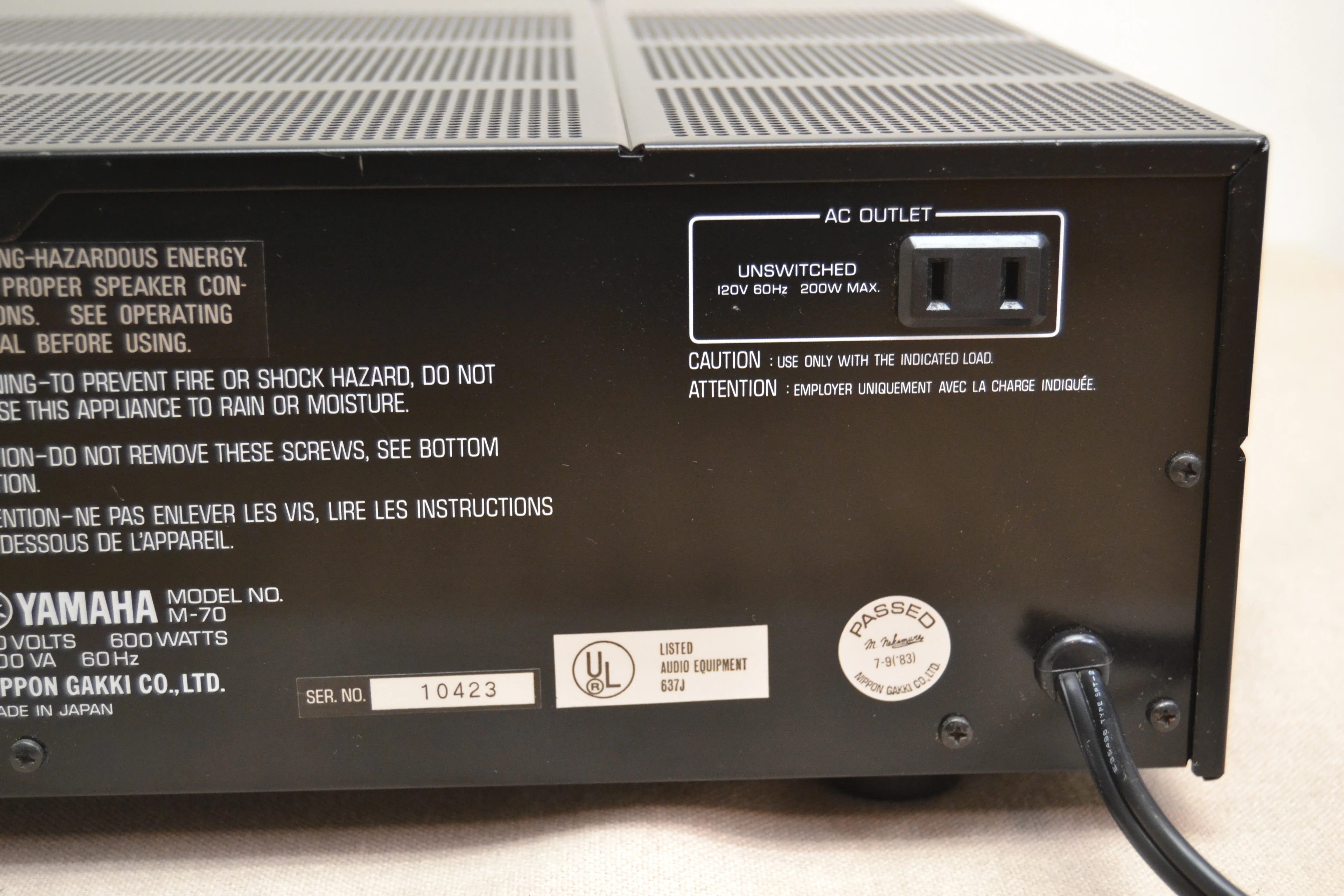 Yamaha M-70 Natural Sound Power Amplifier * 200W RMS * 1982 - Image 12