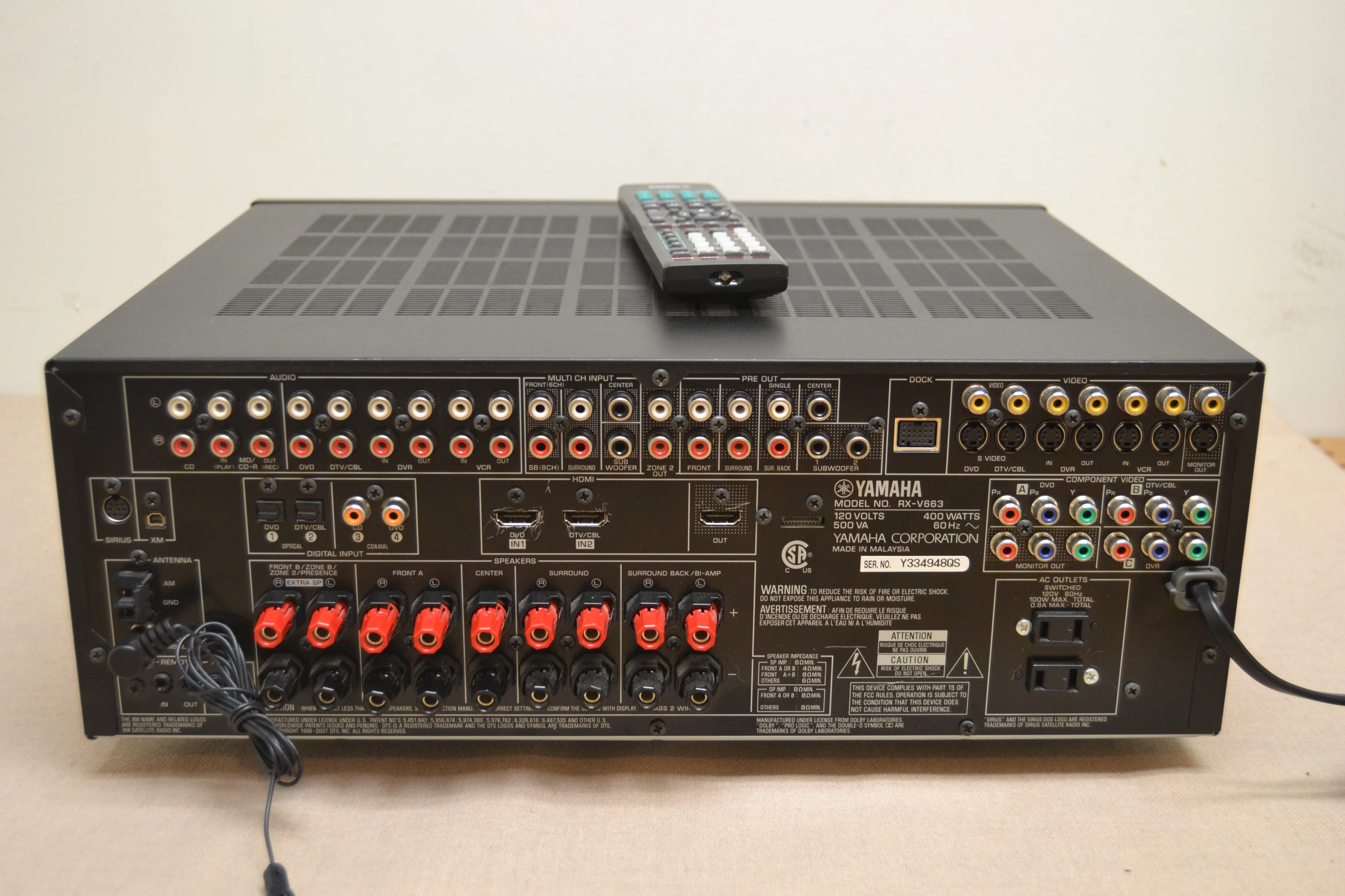 Yamaha RX-V663 AV Stereo Receiver * HDMI * Remote Control * - Image 11