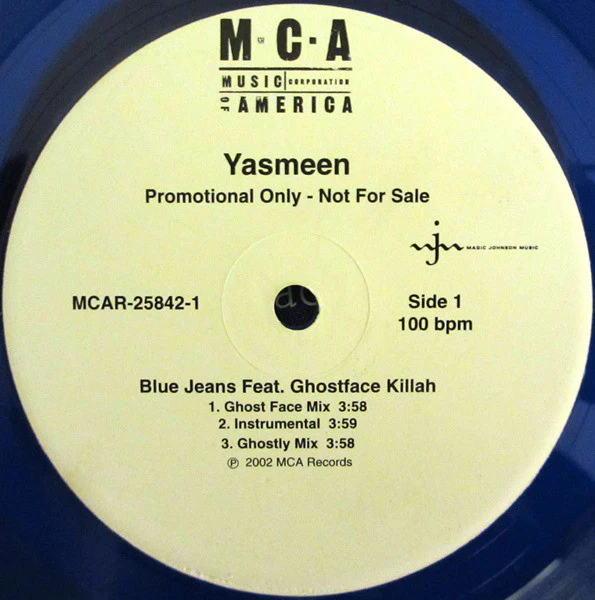 Yasmeen Feat. Ghostface Killah - Blue Jeans (12", Promo, Blu) (Very Good Plus (VG+)) - Image 2