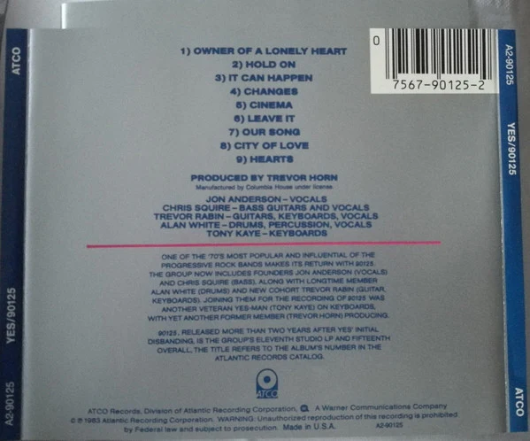 Yes - 90125 (CD, Album, RE) (Very Good Plus (VG+)) - Image 2
