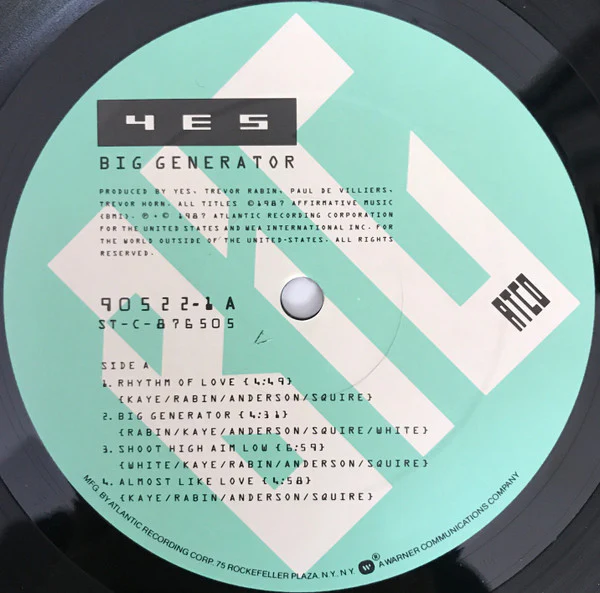 Yes - Big Generator (LP, Album, All) (Very Good Plus (VG+)) - Image 3