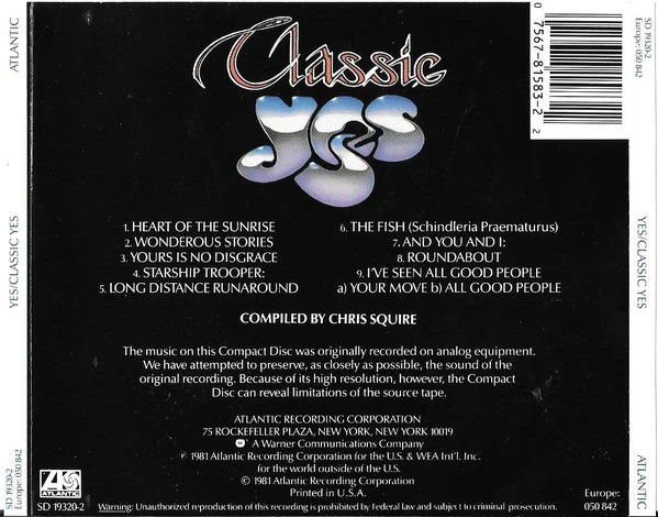 Yes - Classic Yes (CD, Comp, RE) (Near Mint (NM or M-)) - Image 3