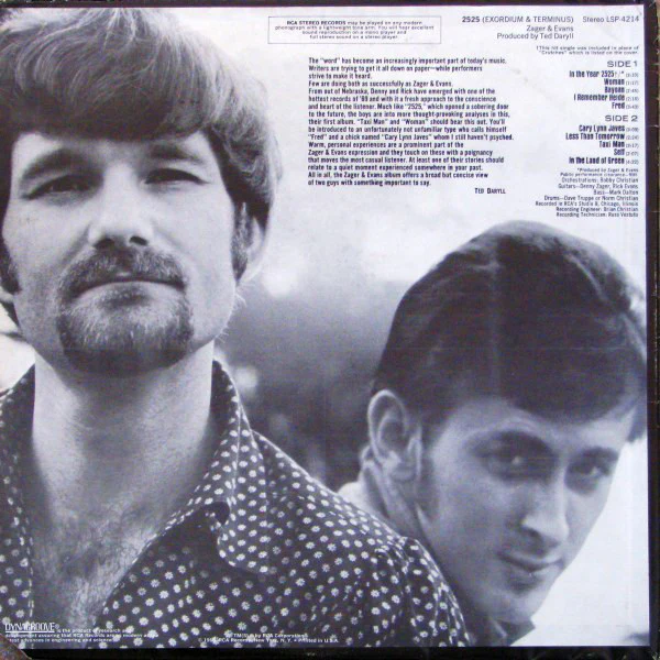 Zager & Evans - 2525 (Exordium & Terminus) (LP, Album, Roc) (Very Good Plus (VG+)) - Image 2