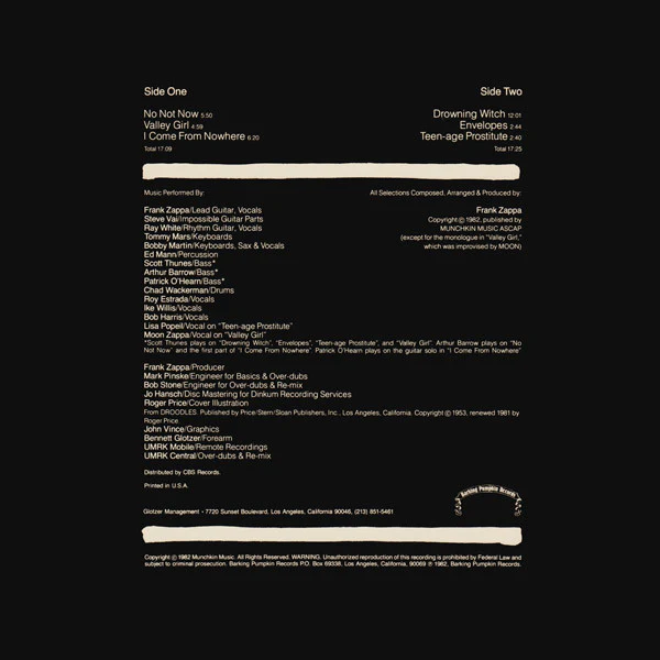 Zappa* - Ship Arriving Too Late To Save A Drowning Witch (LP, Album, Ter) (Near Mint (NM or M-)) - Image 2