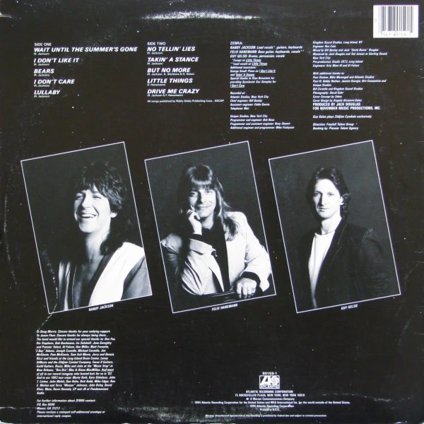 Zebra - No Tellin' Lies (LP, Album, AR ) (Very Good Plus (VG+)) - Image 2