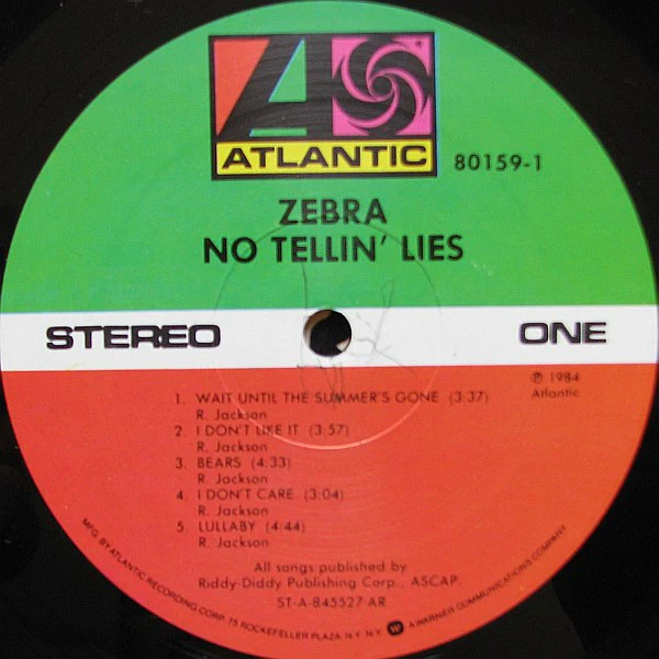 Zebra - No Tellin' Lies (LP, Album, AR ) (Very Good Plus (VG+)) - Image 3