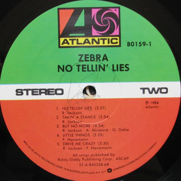 Zebra - No Tellin' Lies (LP, Album, AR ) (Very Good Plus (VG+)) - Image 4