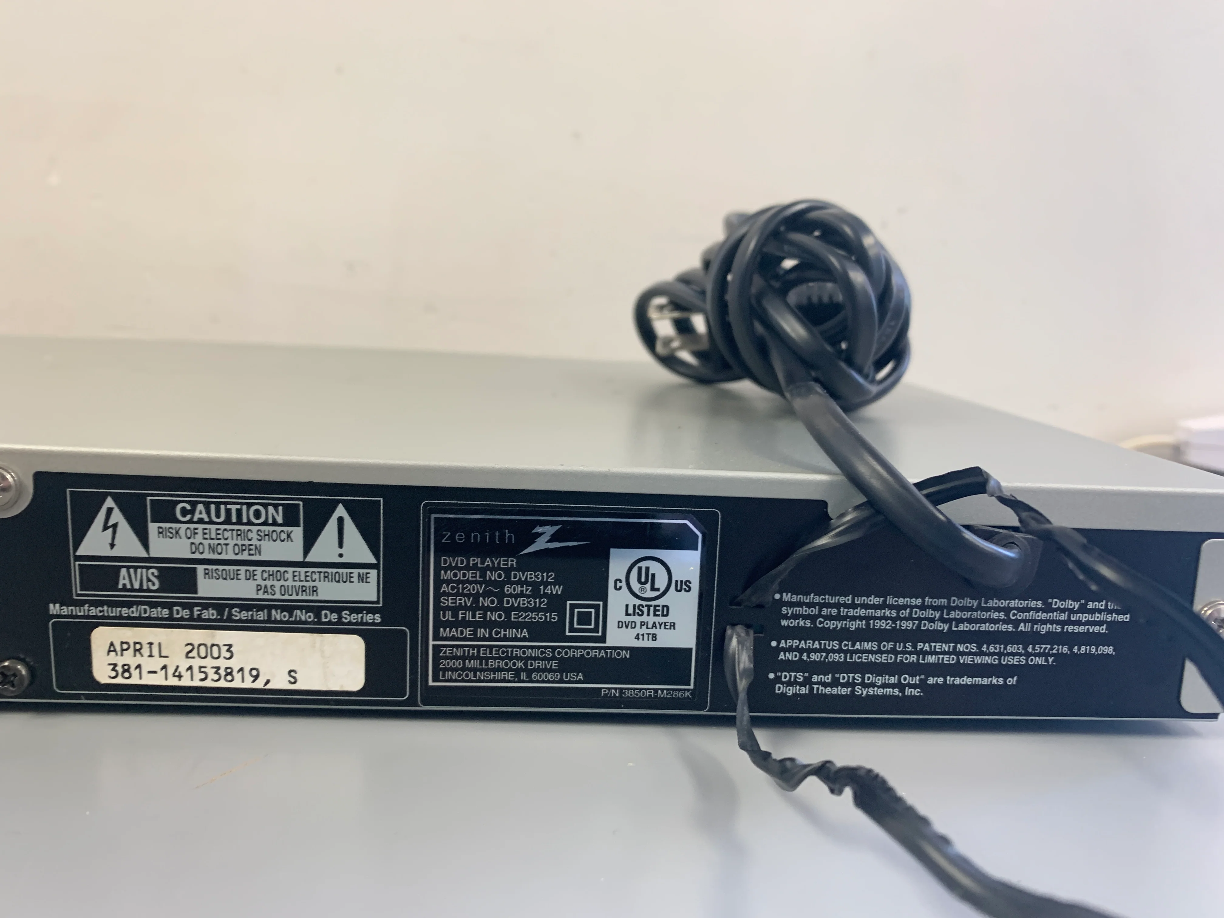 Zenith DVB312 DVD/CD Player * Remote - Image 9