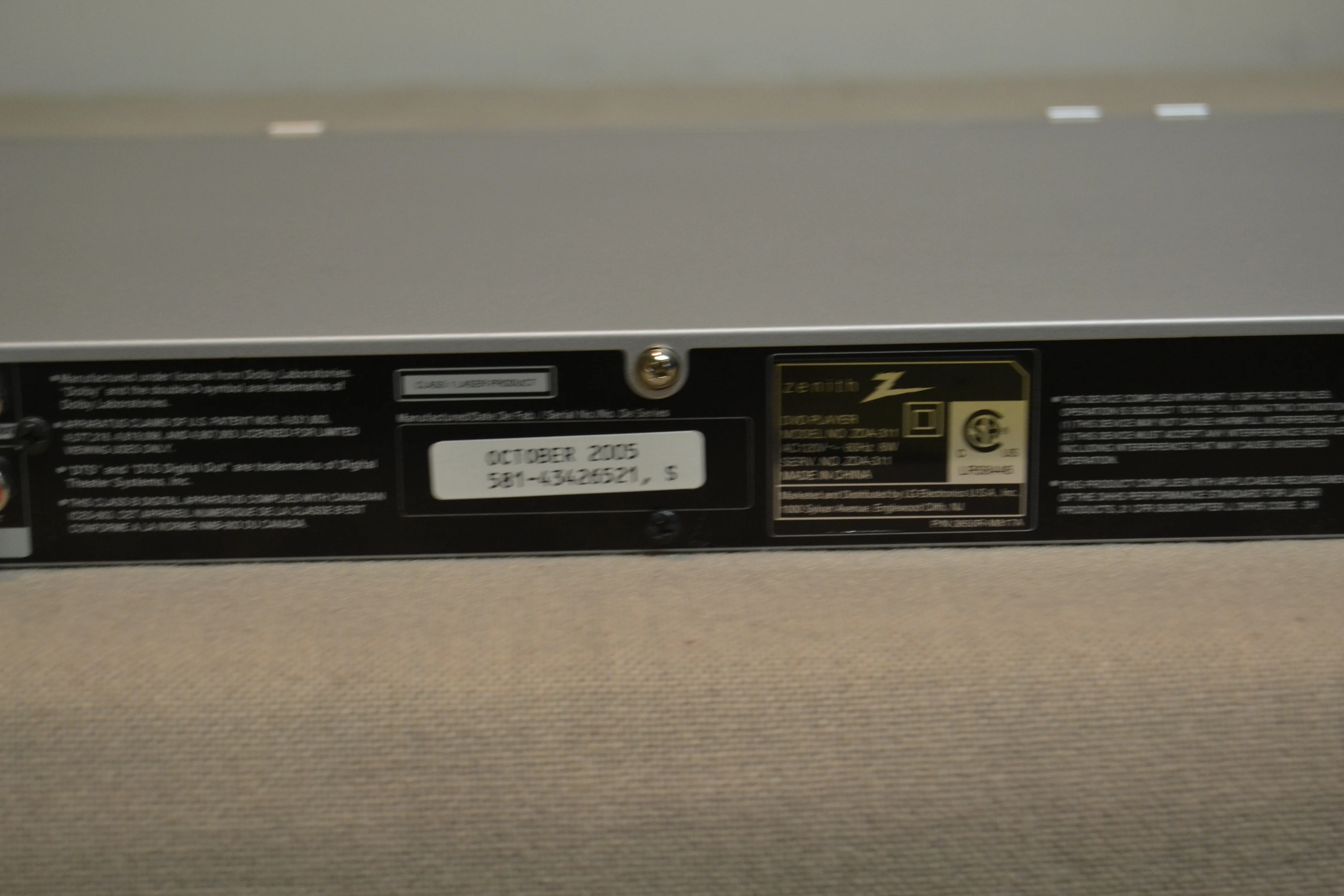 Zenith ZDA-311 Single DVD Player - Image 10